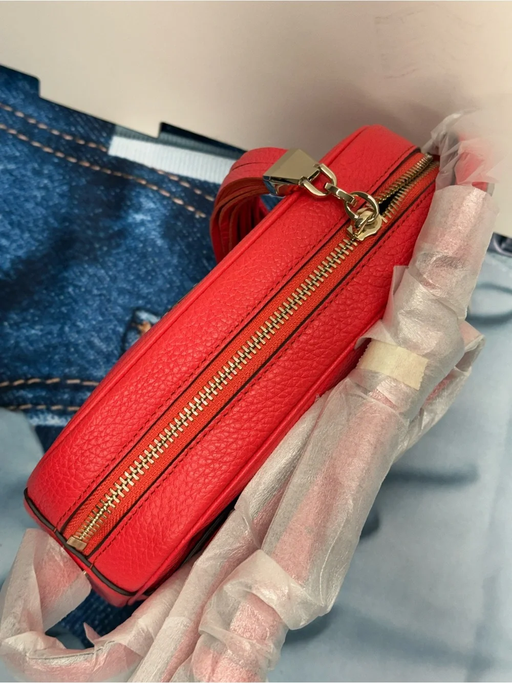 (new+tag) Kate Spade Red/Pink Pebbled Leather Crossbody Bag Adjustable Strap